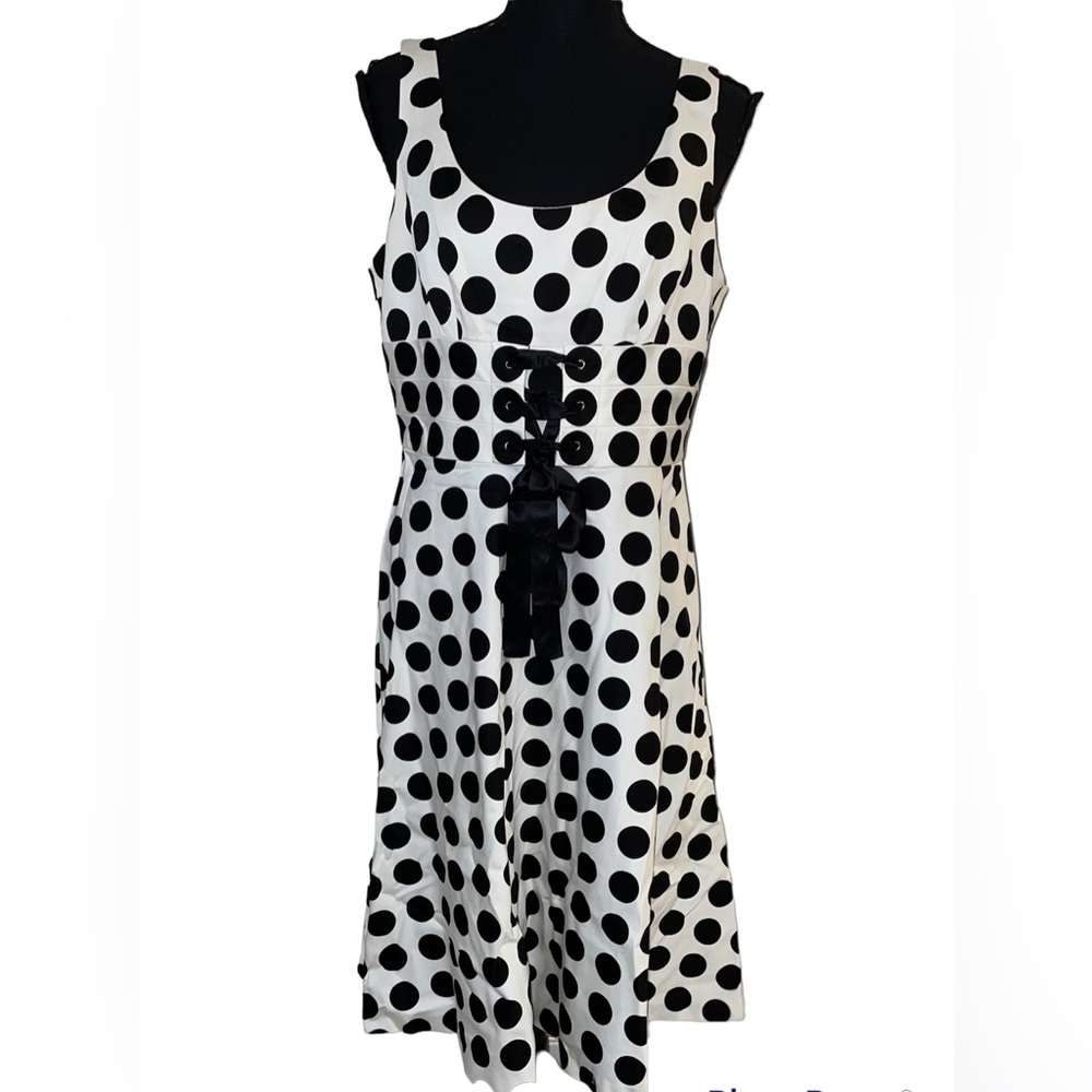 Donna Ricco New York white/black Midi Flare Polka Dot (12) [Cot,Poly, Span]